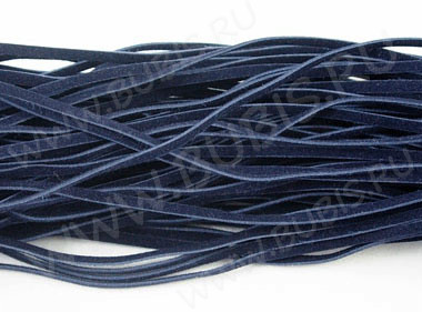 Велюровый шнур 01 плоский 3*1мм темно-синий (1м)