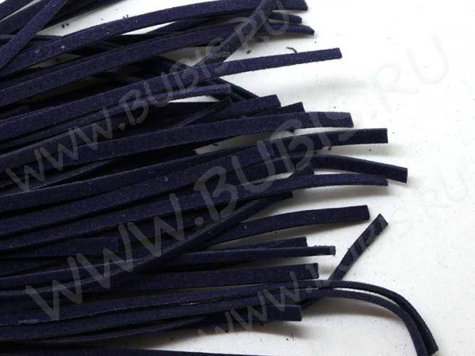 Велюровый шнур 01 плоский 3*1мм темно-синий (1м)