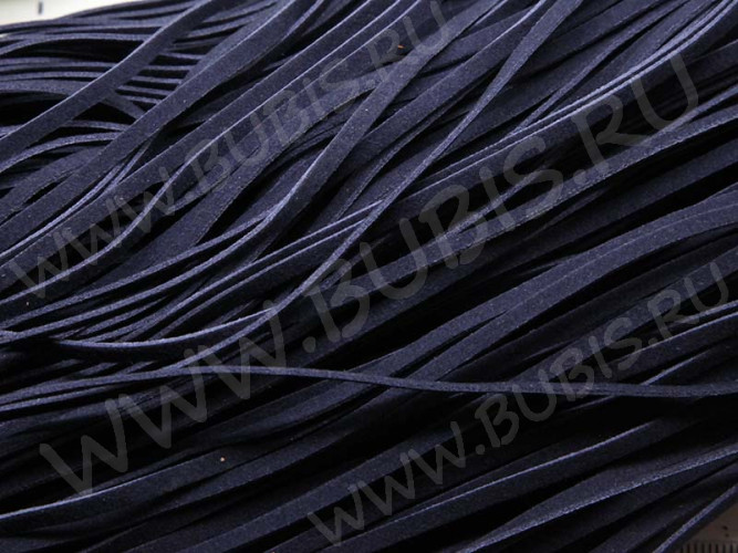 Велюровый шнур 01 плоский 3*1мм темно-синий (1м)