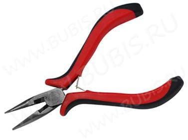 Тонкогубцы (утконосы короткие) 05 без бороздок, с кусачками 130мм с красно-чёрными ручками (инструменты для бижутерии)