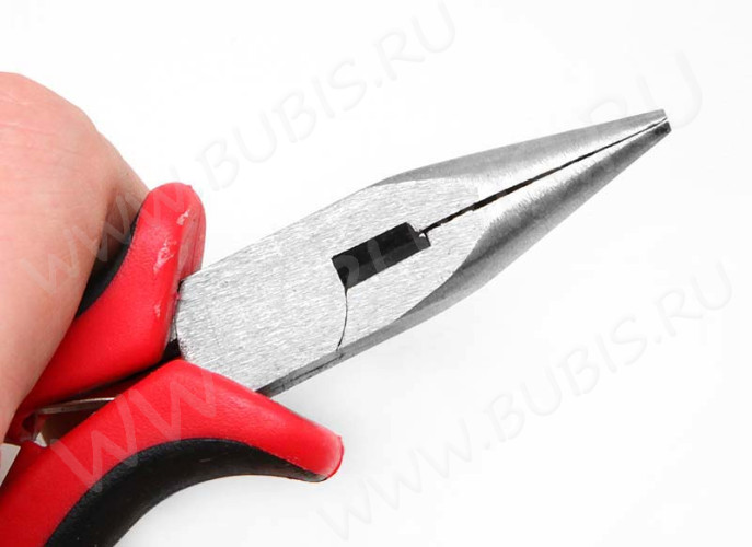 Тонкогубцы (утконосы короткие) 05 без бороздок, с кусачками 130мм с красно-чёрными ручками (инструменты для бижутерии)