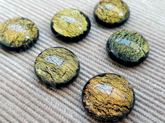 Кабошон Фьюзинг 008 Круглый 14-18мм Дихроик на черном Желто-золотистый Гладкий USB