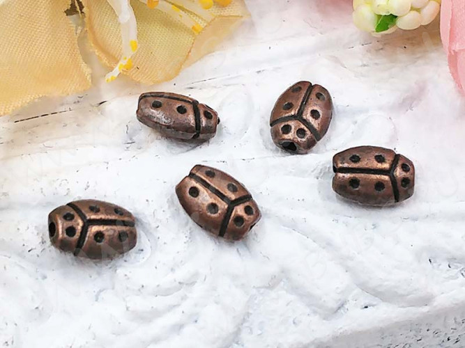 (СКИДКИ!!!) Бусина 180 Божья коровка 01 7,5*5*4мм античная медь (литьё) (10шт.)