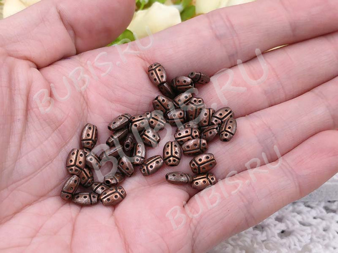 (СКИДКИ!!!) Бусина 180 Божья коровка 01 7,5*5*4мм античная медь (литьё) (10шт.)