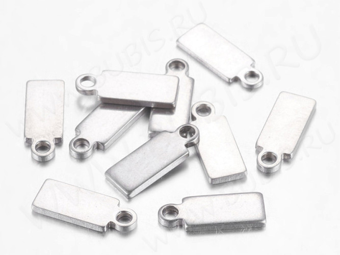 Подвеска Жетон 20 Прямоугольник 10*4*0,6мм цвет платины (Хирургическая сталь) (10шт)