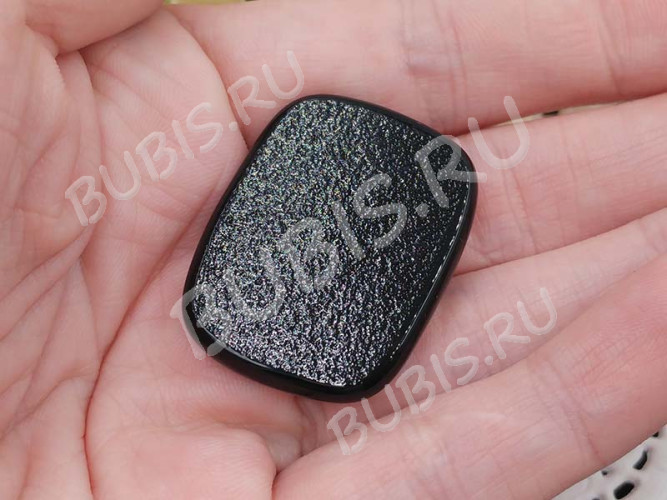 Кабошон Фьюзинг 037 Прямоугольный 34*26*8мм Дихроик на черном Серебристо-голубой Рельеф FC