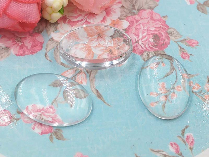 (СКИДКИ!!!) Кабошон стеклянный 14 Овал 18*13*4,5мм прозрачный (стекло) (10шт.)