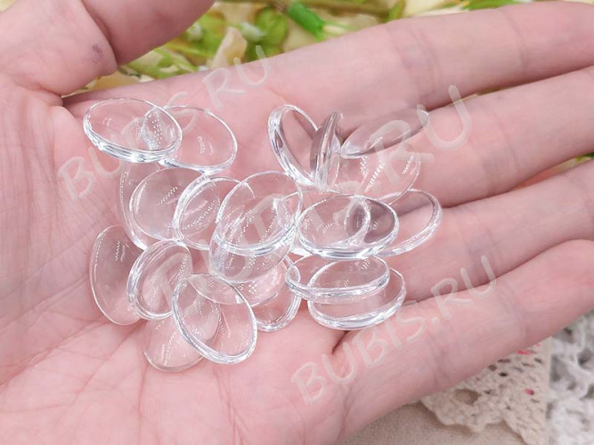 (СКИДКИ!!!) Кабошон стеклянный 14 Овал 18*13*4,5мм прозрачный (стекло) (10шт.)