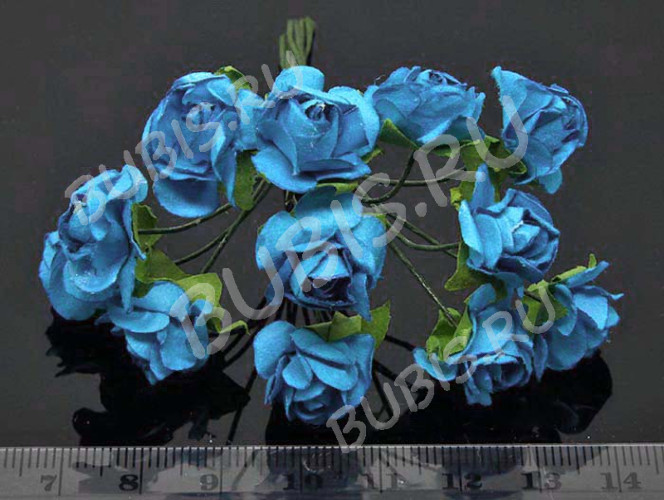 (СКИДКИ!!!) Цветок для декора 01 бумажный 70*10*10мм небесно-голубой (декор) (12шт.)