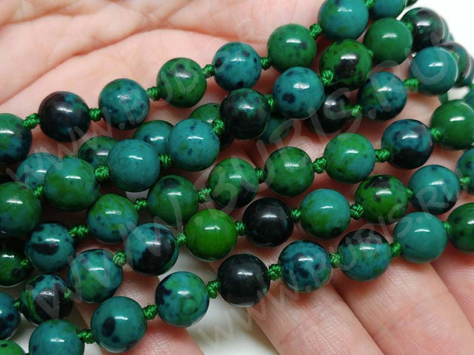 Бусина округлая 8мм Хризоколла зелёно-голубая (камни)