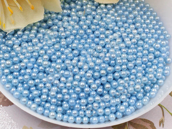 Наполнение для смолы и бутылочек 102 шарики без отверстий 2мм  жемчужные голубые (декор) (100шт.)