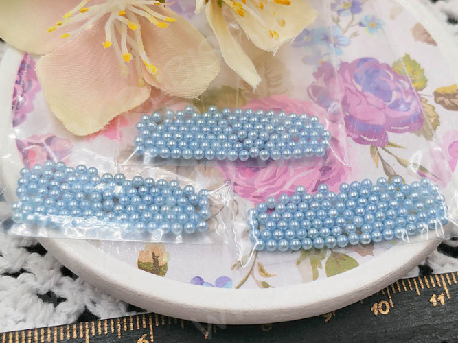Наполнение для смолы и бутылочек 102 шарики без отверстий 2мм  жемчужные голубые (декор) (100шт.)