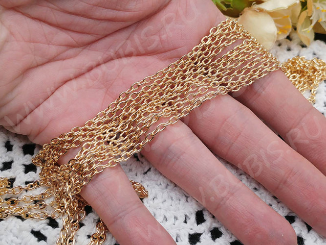 Цепочка I123 с простым плетением звено 4*2,7мм светлое розовое золото (Iron) (50см)