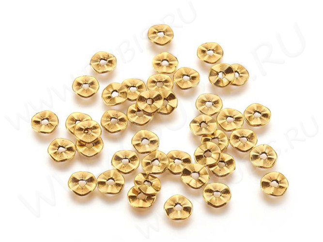 (СКИДКИ!!!) Рондели 085 волнистые 7*7*1,2мм античное золото (литьё) (50шт.)