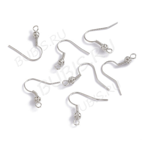 Швензы-крючки №114 с пружинкой и ажурным шариком 21*21*4мм RPP цвет платины (LUX) (Brass) (1пара)