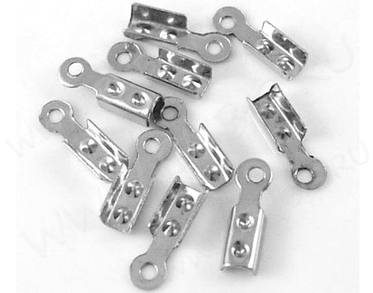 (СКИДКИ!!!) Зажимы №19 для шнура, резинки или ланки 8*2,5*1,8мм цвет платины (Iron) (100шт.)