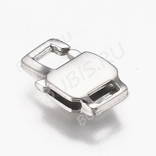 Замочек карабин №110 прямоугольный 12*8*2,5мм цвет платины (Хирургическая сталь)