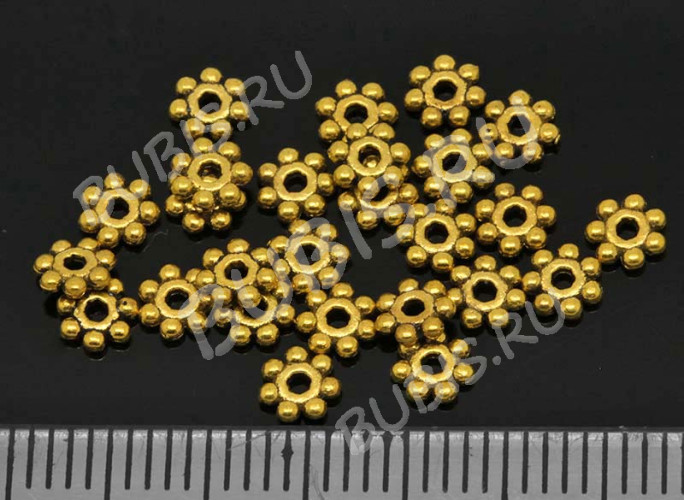 Рондели 040 Дейзи 4*4*1мм золотистые (литьё) (100шт)