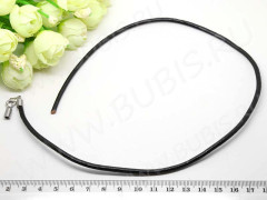 Шнур с замочком 26 кожаный круглый 3мм черный (45см)