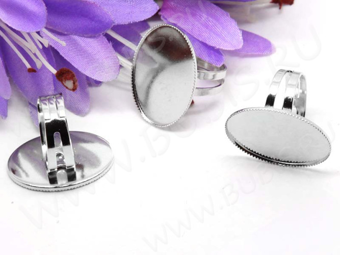 Основа (заготовка) для кольца 120 17мм с овальным сеттингом 25*18мм цвет платины (Brass)