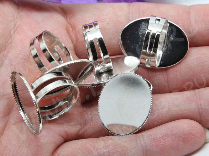 Основа (заготовка) для кольца 120 17мм с овальным сеттингом 25*18мм цвет платины (Brass)