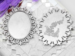 Подвеска-сеттинг Овал 39 коннектор (сеттинг 40*30мм) 57*48*2,5мм античное серебро (литьё)