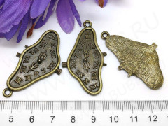 Подвеска Часы 14 кривые крупные 43*25,5*2,5мм античная бронза (литьё)