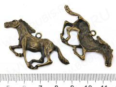 Подвеска Лошадь 12 большая бегущая 52*30*4мм античная бронза (литьё)