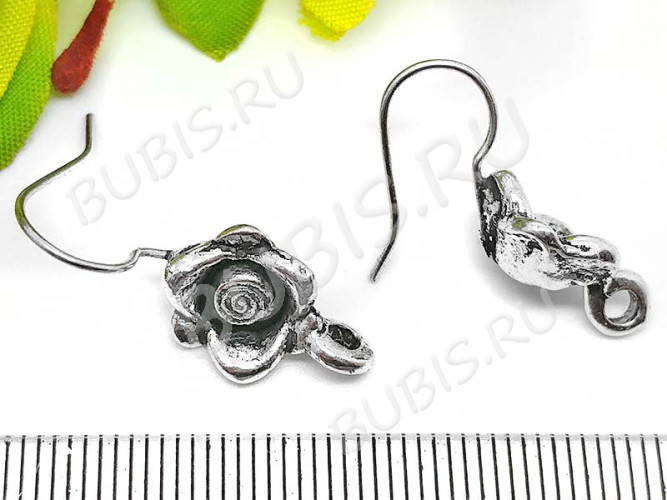 Швензы-крючки №060 Роза 25*18*11мм античное серебро (Brass и литьё) (1пара)