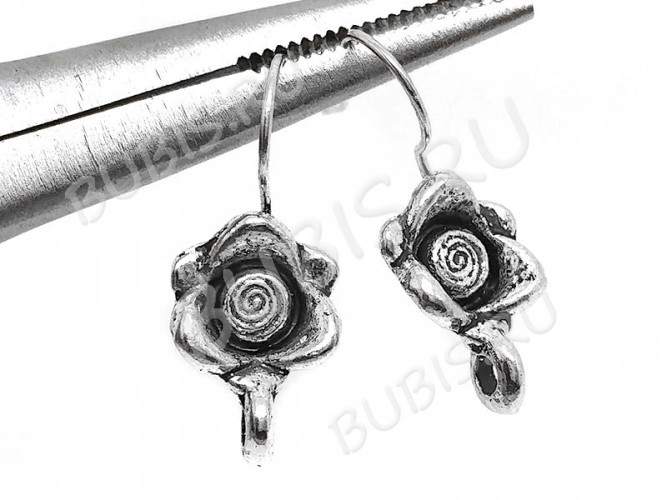 Швензы-крючки №060 Роза 25*18*11мм античное серебро (Brass и литьё) (1пара)