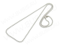 Шнур с замочком 30 Цепочка шариковая 3мм цвет платины (хирургическая сталь)(45см)