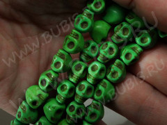Бусина каменная Череп 02 Говлит 10*9*7,5мм зелёный (камни)