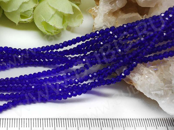 Бусина кристалл гранёный абакус 3*3*2мм сине-фиолетовый прозрачный (имитация Сваровски) (50шт.)