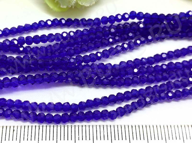 Бусина кристалл гранёный абакус 3*3*2мм сине-фиолетовый прозрачный (имитация Сваровски) (50шт.)