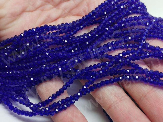 Бусина кристалл гранёный абакус 3*3*2мм сине-фиолетовый прозрачный (имитация Сваровски) (50шт.)