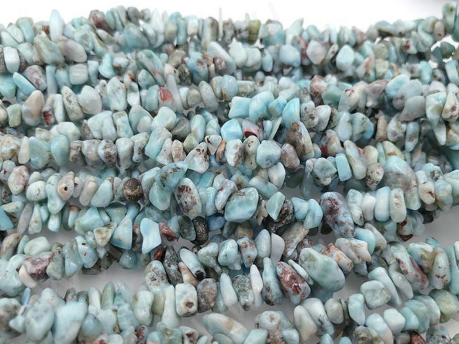 Крошка (галтовка) каменная 163 5-9мм Ларимар натуральный (камни LUX) (нить 43-45см)