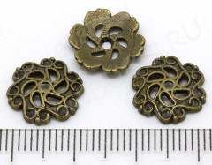(СКИДКИ!!!) 144 Шапочка ажурная 13*12,5*2мм античная бронза (литьё) (10шт.)
