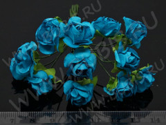 Цветок для декора 01 бумажный 70*10*10мм голубо-бирюзовый (декор)