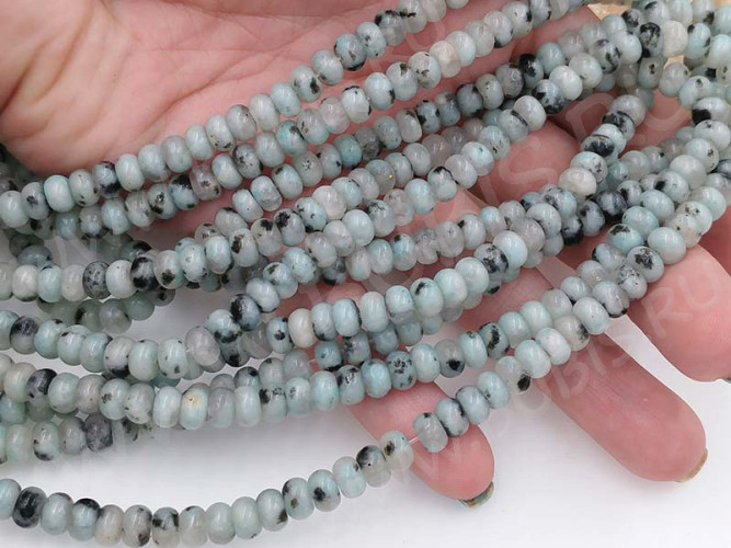 (ОПТ) Бусина каменная Рондель 26 6,5*6,5*4мм Пегматит Амазонитовый натуральный (камни) (НИТЬ)