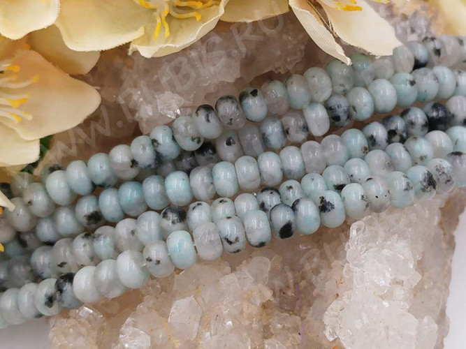 (ОПТ) Бусина каменная Рондель 26 6,5*6,5*4мм Пегматит Амазонитовый натуральный (камни) (НИТЬ)