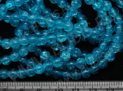 Бусина округлая &quot;Лёд&quot; 6мм голубо-бирюзовая (стекло кракле) (10шт.)