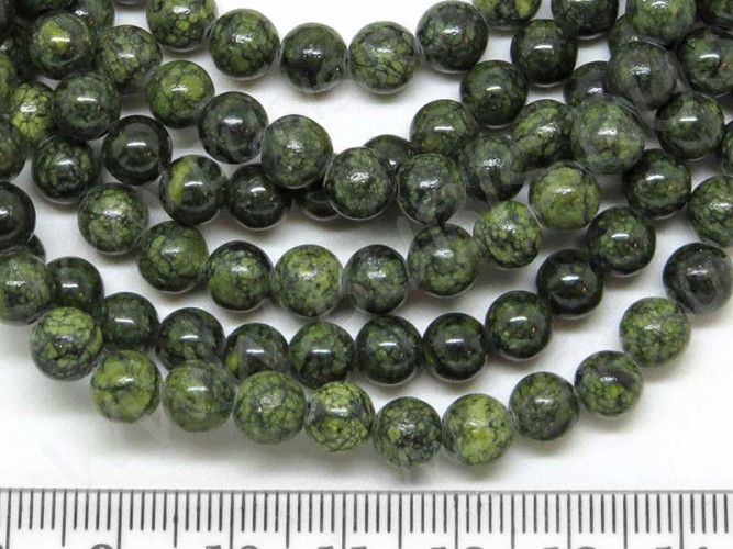 (ОПТ) Бусина округлая 6мм Змеевик (камни) (НИТЬ)