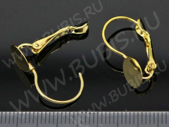 Швензы с французским замком №15 с платформой (8мм) 20*12,5*3мм золотистые (Brass) (1 пара)