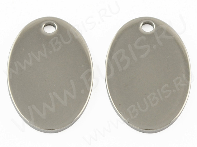 Подвеска Жетон 21 Овал 17,5*11,5*0,7мм цвет платины (Хирургическая сталь)