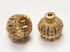 Концевик 072 Корона коннектор с кубическим цирконием 9,5*9*9мм золотистый и прозрачный (Milano LUX) (Brass)