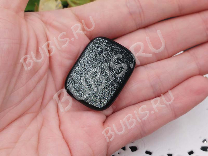 Кабошон Фьюзинг 041 Прямоугольный 33*25*7,5мм Дихроик на черной основе Ярко-фиолетовый волнистый