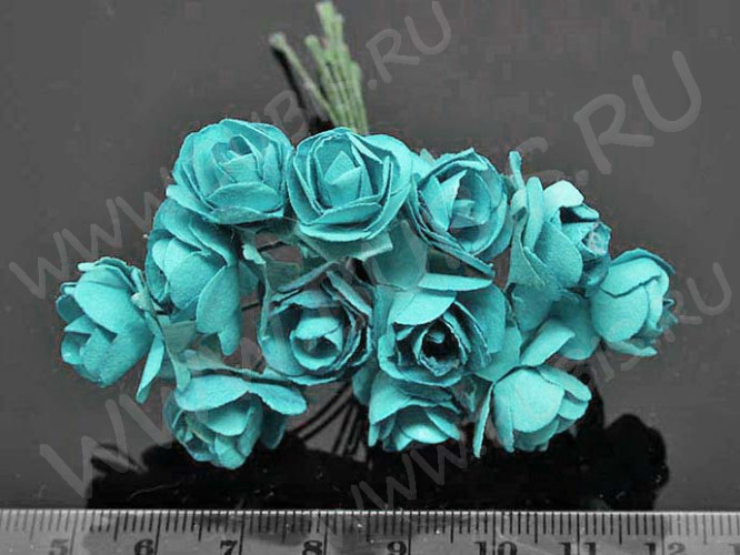 (СКИДКИ!!!) Цветок для декора 01 бумажный 70*10*10мм св.бирюзовый (декор) (12шт.)