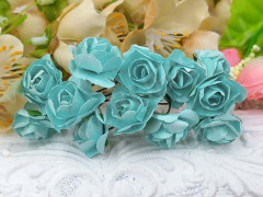 (СКИДКИ!!!) Цветок для декора 01 бумажный 70*10*10мм св.бирюзовый (декор) (12шт.)