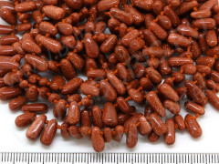 (ОПТ) Бусина каменная Капля 15 7-11*3,5-5мм Авантюрин золотистый имит. (камни) (НИТЬ 29см)