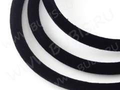 Бархатный шнур 11 полый 5мм чёрный (вельвет) (1м)